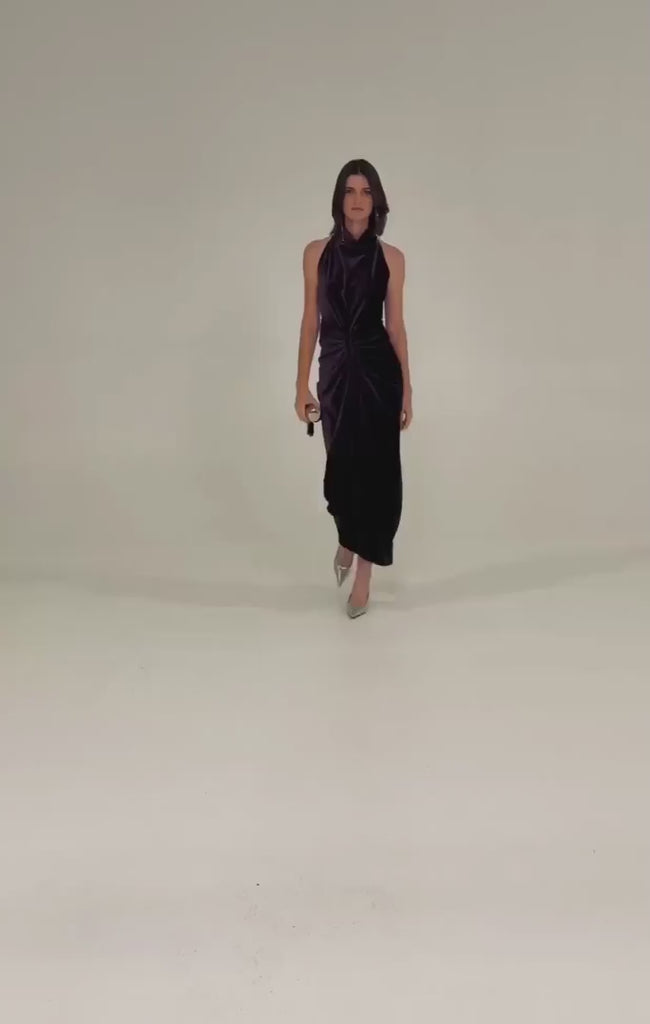 video of woman wearing sacha drake velvet dress