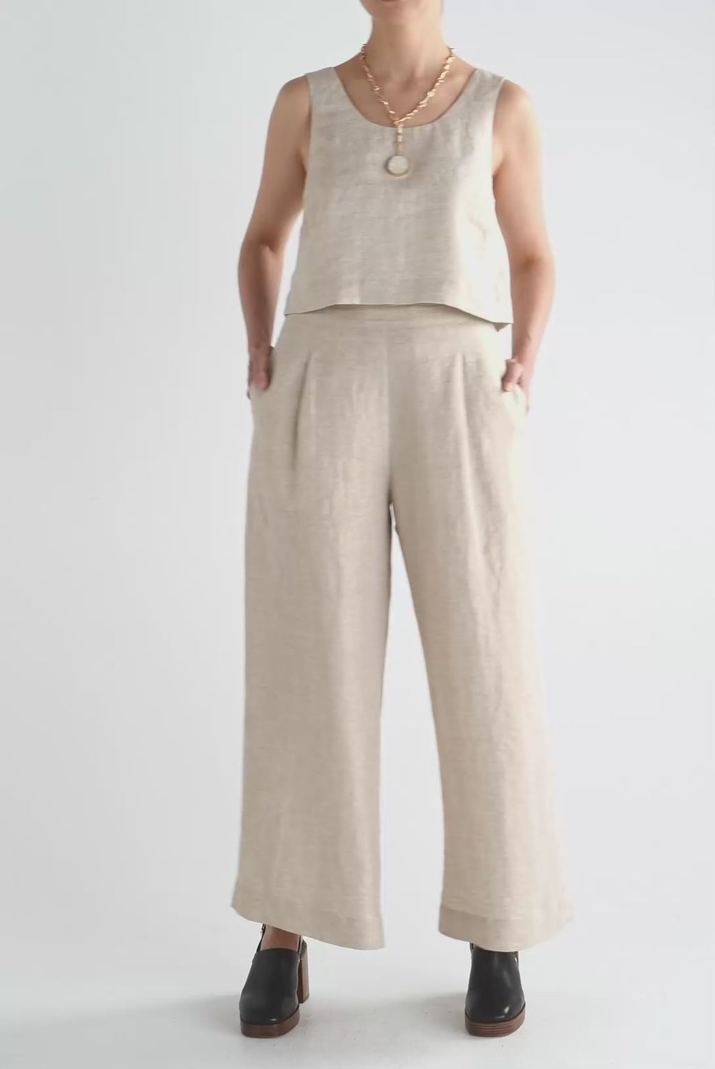 Elk Metalen Gold Linen Wide Leg Pant