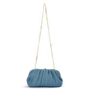 Shop Queenie Gathered Woven Clutch | Blue - Olga Berg