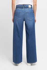 Shop Raffaello Rossi Sventy Belt Fluid Soft Touch Wide Leg Denim Jean | Blue - Blue - Raffaello Rossi