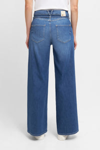 Shop Raffaello Rossi Sventy Belt Fluid Soft Touch Wide Leg Denim Jean | Blue - Blue - Raffaello Rossi