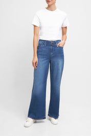 Shop Raffaello Rossi Sventy Belt Fluid Soft Touch Wide Leg Denim Jean | Blue - Blue - Raffaello Rossi