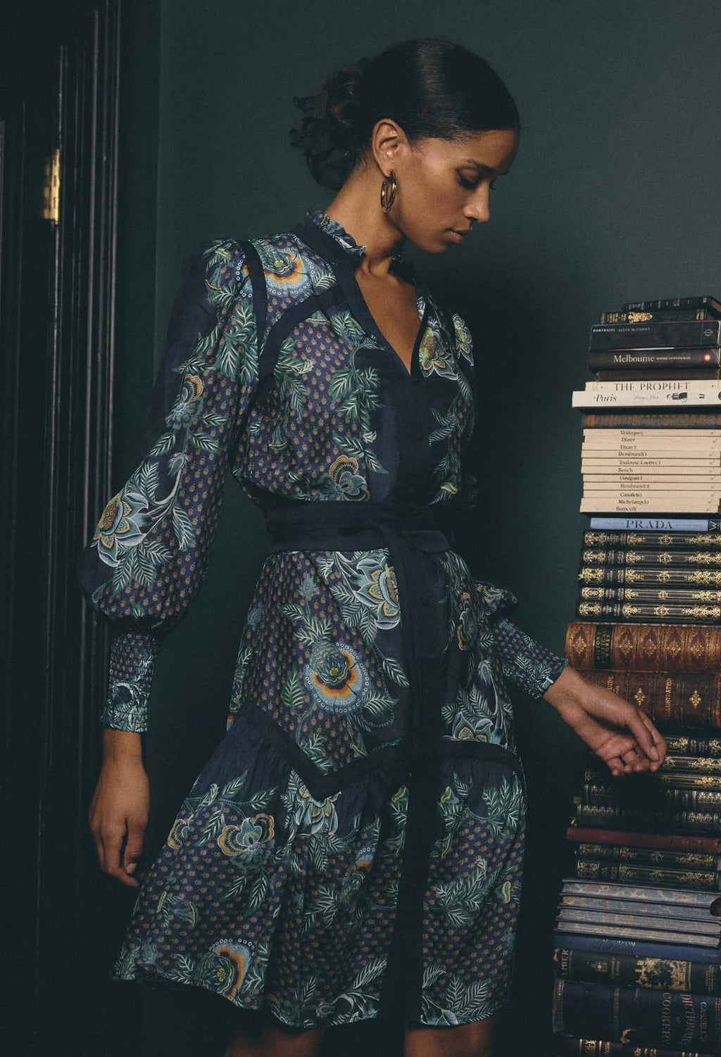 Shop Renata Cotton Silk Dress in Mariposa Zafiro - OnceWas