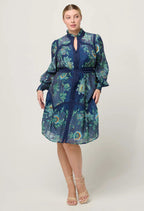 Shop Renata Cotton Silk Dress in Mariposa Zafiro - OnceWas