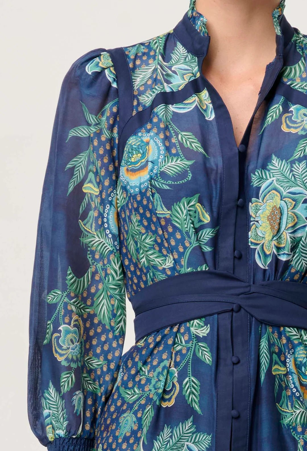 Shop Renata Cotton Silk Dress in Mariposa Zafiro - OnceWas