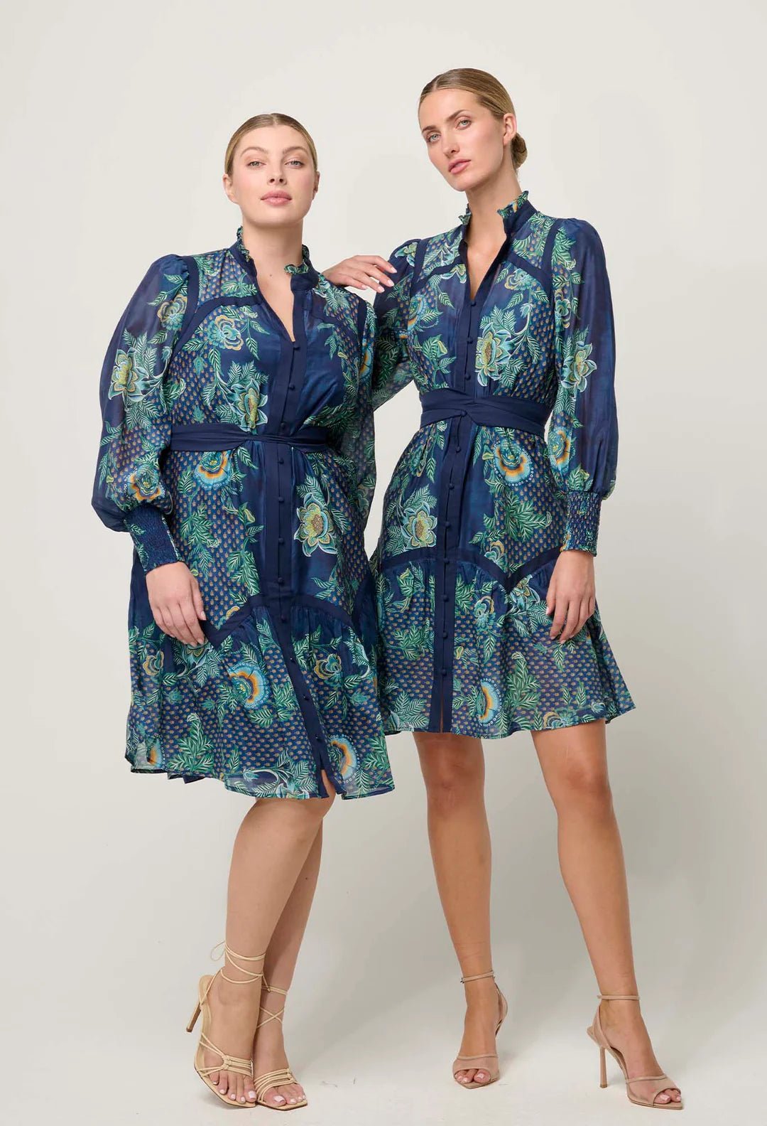 Shop Renata Cotton Silk Dress in Mariposa Zafiro - OnceWas