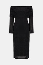 Shop Rhinestone Mesh Off - Shoulder Midi Dress - Joseph Ribkoff