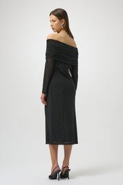 Shop Rhinestone Mesh Off - Shoulder Midi Dress - Joseph Ribkoff