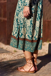 Shop Riga Print Dress | Peacock Green - Lauren Vidal Paris