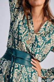 Shop Riga Print Dress | Peacock Green - Lauren Vidal Paris