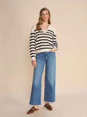 Shop Rora Stripe Knit | Ecru/Navy - Mos Mosh