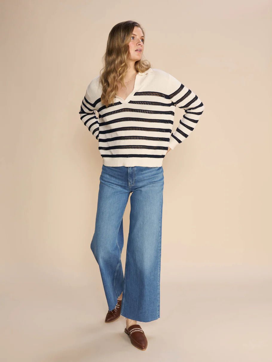 Shop Rora Stripe Knit | Ecru/Navy - Mos Mosh