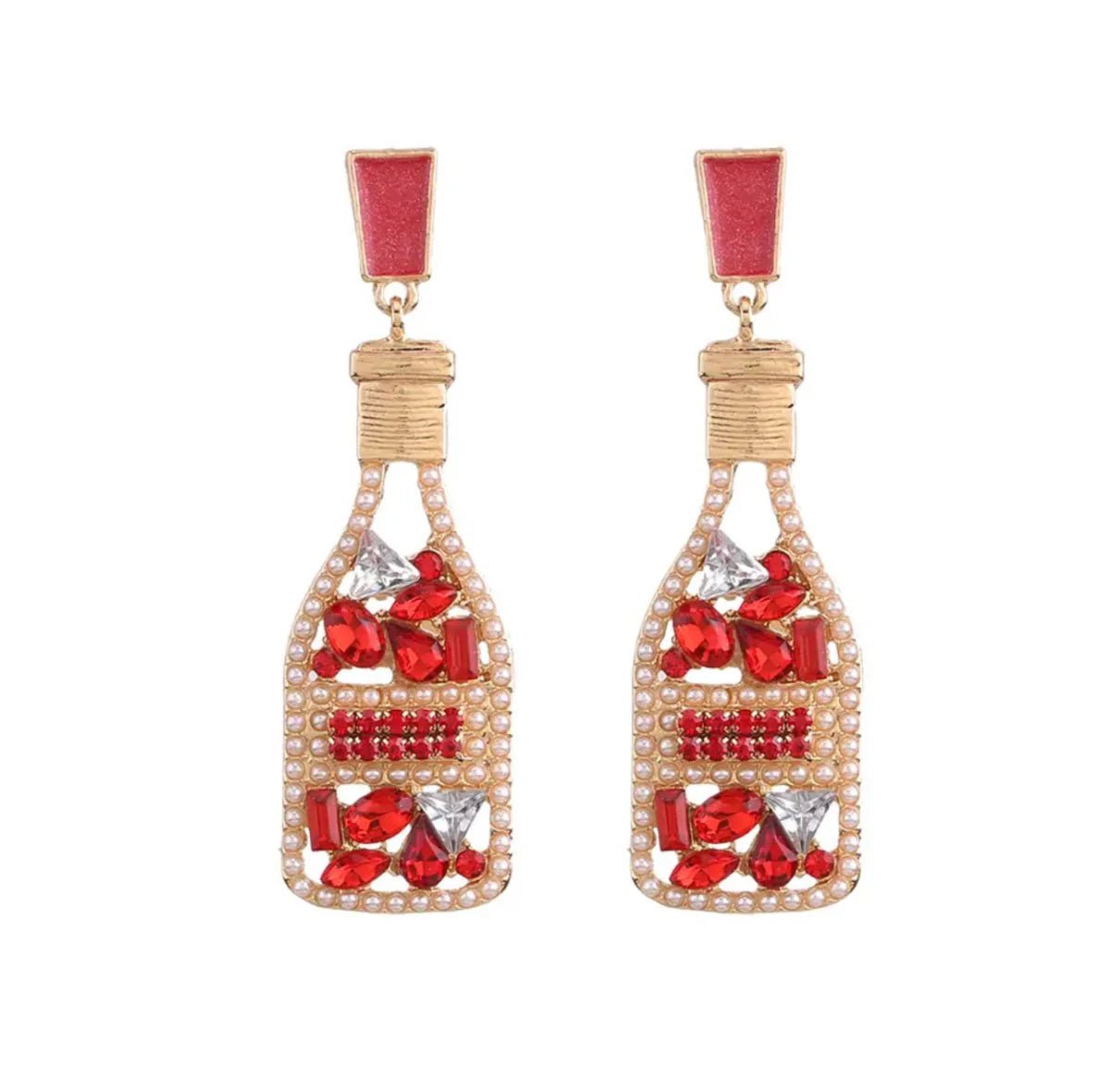 Shop Rosé Red Festive Season Sparkling Wine Earrings - Plum Petal