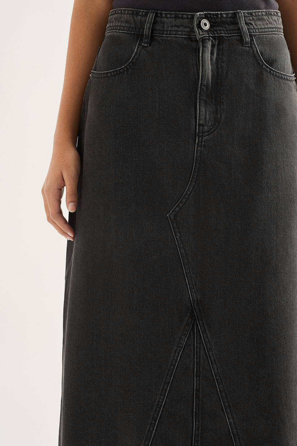 Shop Ruby Denim A-Line Maxi | Aged Black - Outland Denim