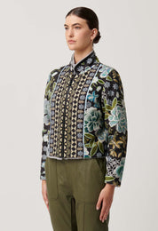 Shop Rylie Reversible Print & Faux Fur Jacket in Dahlia fields - OnceWas