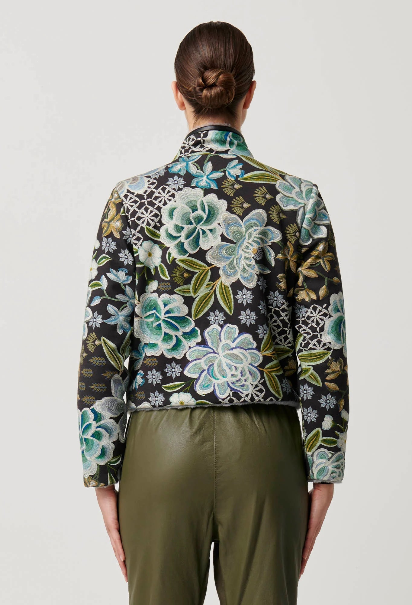 Shop Rylie Reversible Print & Faux Fur Jacket in Dahlia fields - OnceWas