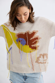 Shop Sabine Jacquard Atrisan Spun Crew | Alabaster/Multi - Mia Fratino