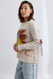 Shop Sabine Jacquard Atrisan Spun Crew | Alabaster/Multi - Mia Fratino