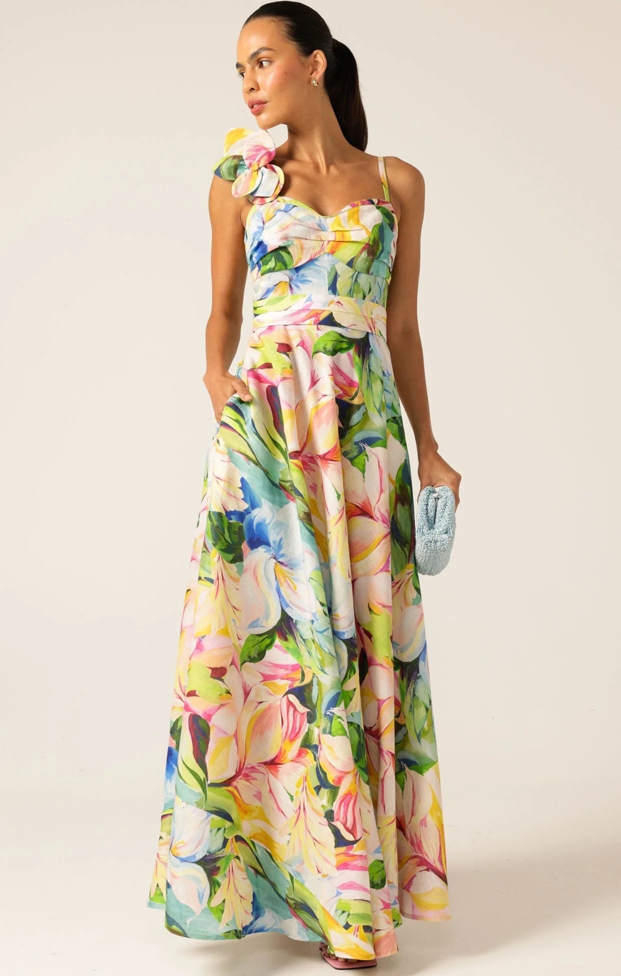 Shop SACHA DRAKE Camille Maxi Dress Watercolour Floral - SACHA DRAKE