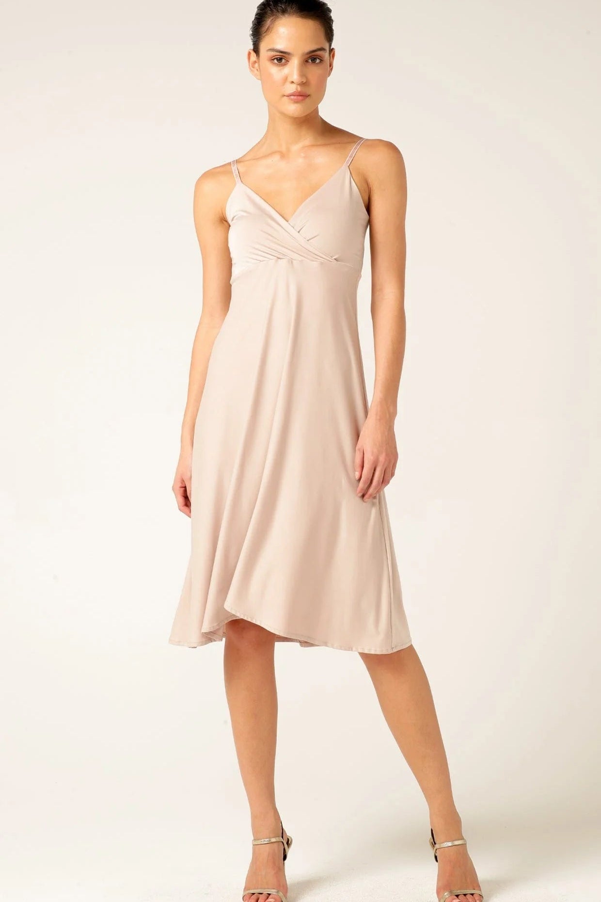 Shop SACHA DRAKE Cross Over Slip Dress, Nude - SACHA DRAKE