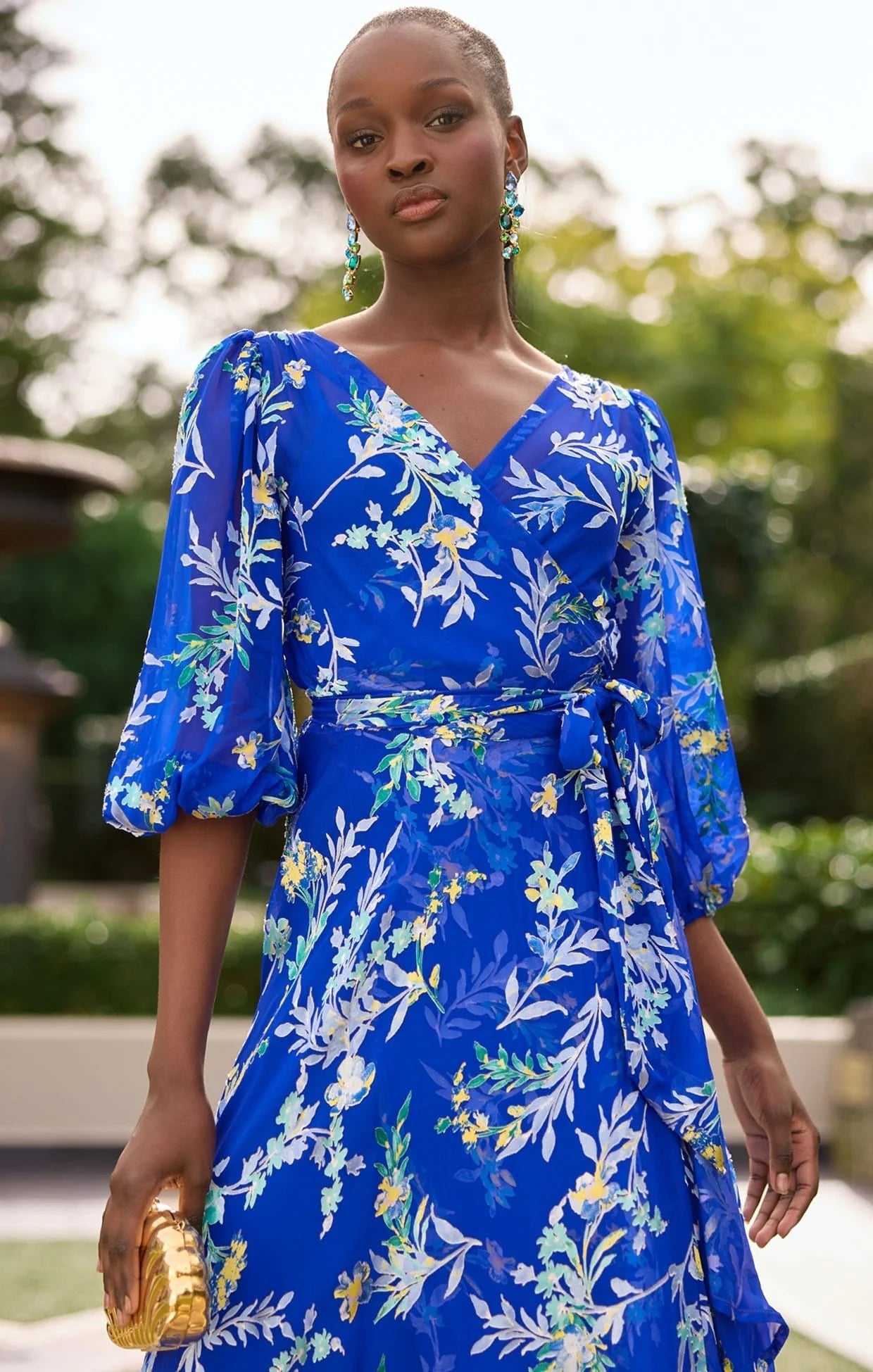 Shop Sacha Drake Elspeth Wrap Dress Sapphire Floral - SACHA DRAKE