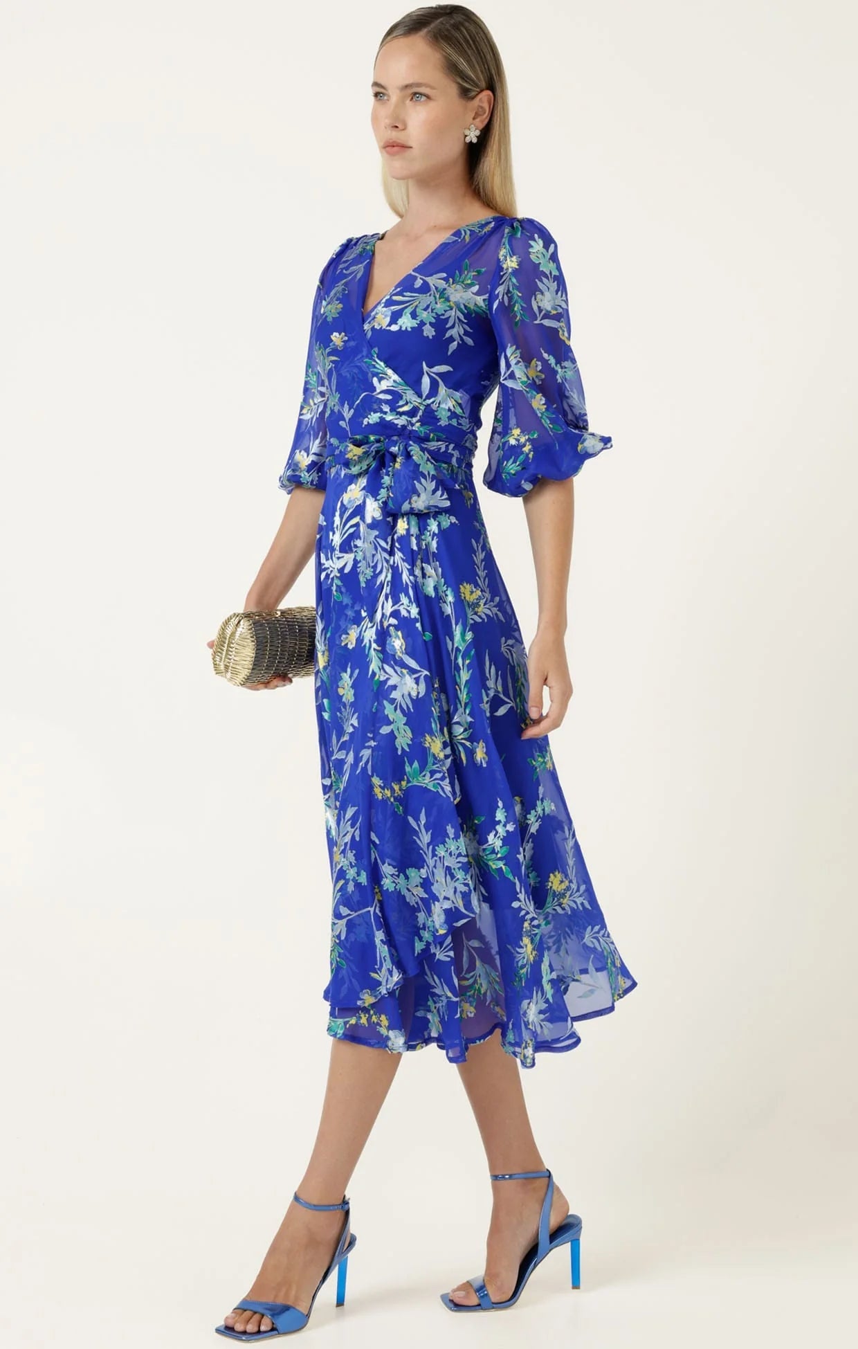 Shop Sacha Drake Elspeth Wrap Dress Sapphire Floral - SACHA DRAKE