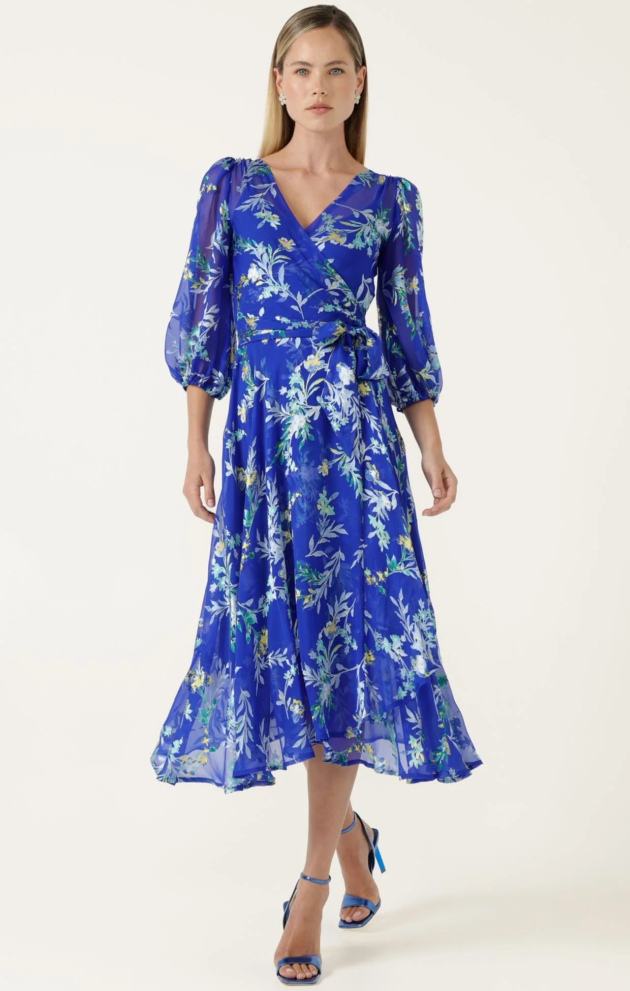 Shop Sacha Drake Elspeth Wrap Dress Sapphire Floral - SACHA DRAKE
