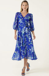 Sacha Drake Elspeth Wrap Dress Sapphire Floral
