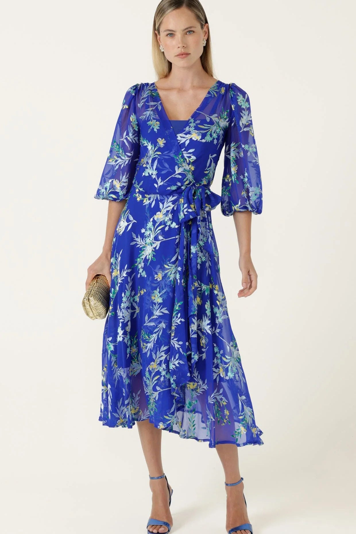 Shop Sacha Drake Elspeth Wrap Dress Sapphire Floral - SACHA DRAKE
