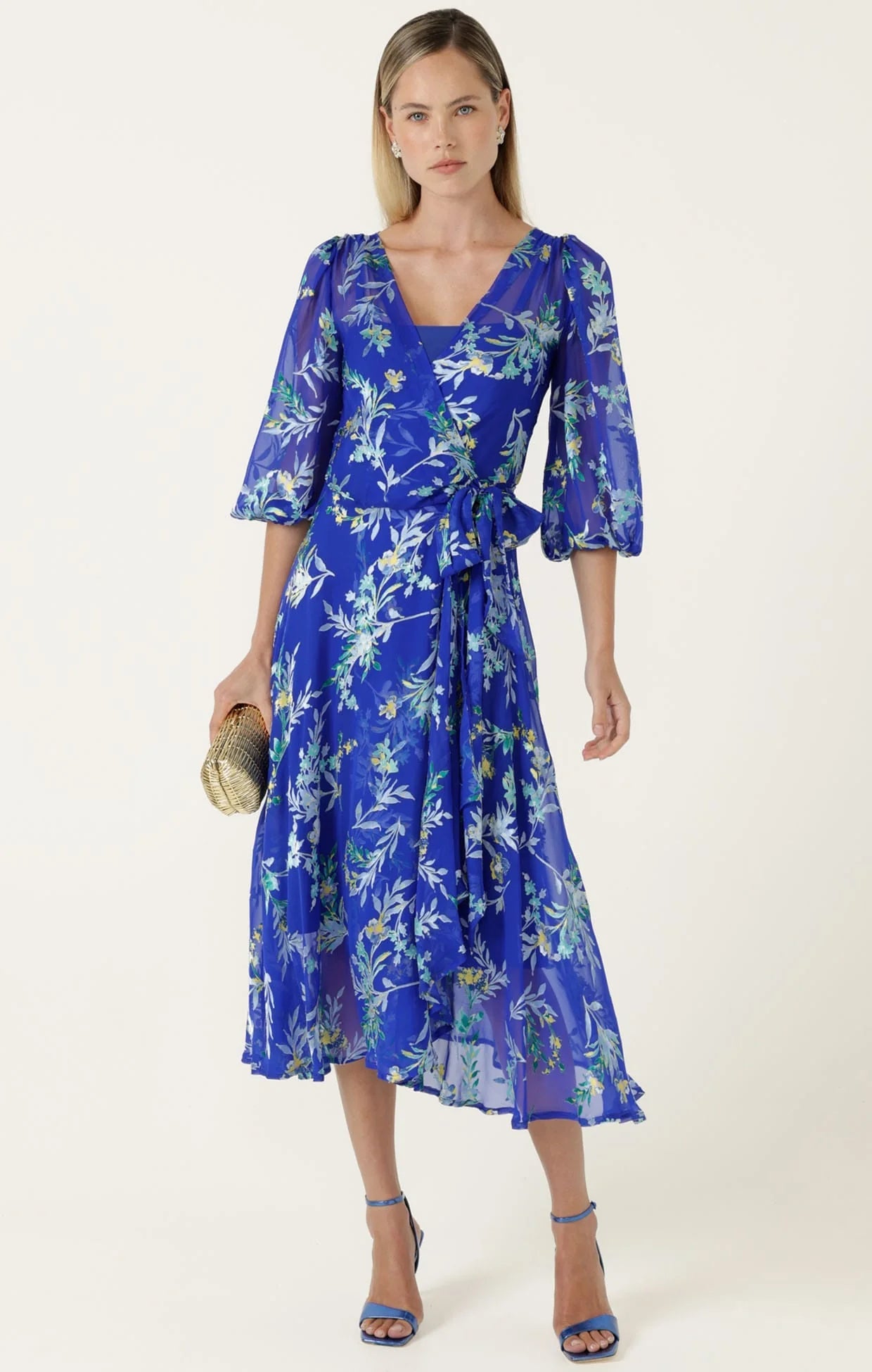 Shop Sacha Drake Elspeth Wrap Dress Sapphire Floral - SACHA DRAKE