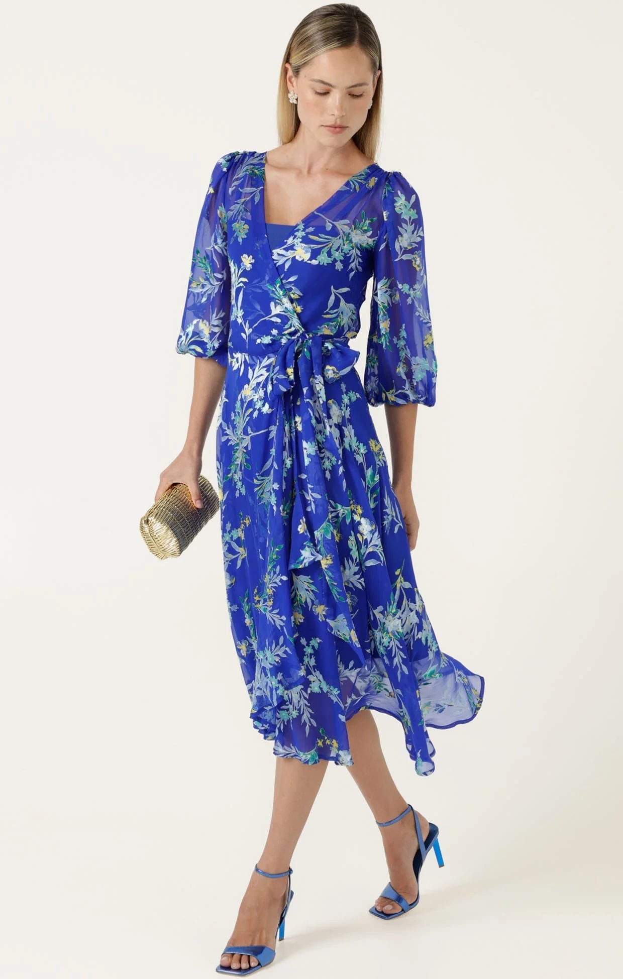 Shop Sacha Drake Elspeth Wrap Dress Sapphire Floral - SACHA DRAKE