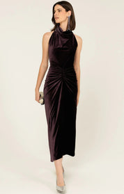 Sacha Drake Lavish Velvet Cowl Dress in Amethyst