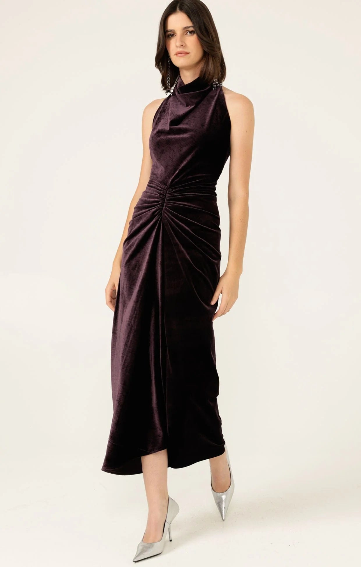 Sacha Drake Lavish Velvet Cowl Dress in Amethyst