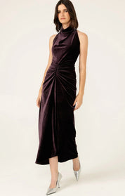Sacha Drake Lavish Velvet Cowl Dress in Amethyst