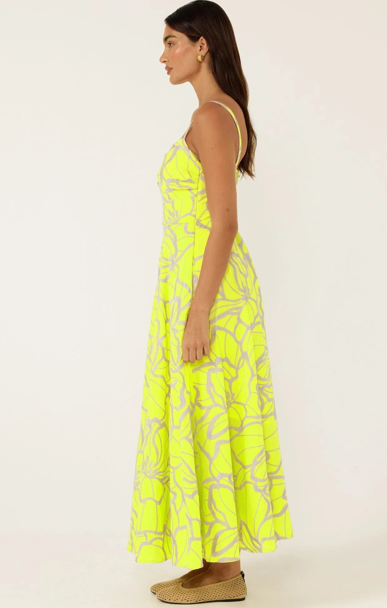 Shop SACHA DRAKE Limoncello Embroidered Cotton Midi Dress - SACHA DRAKE