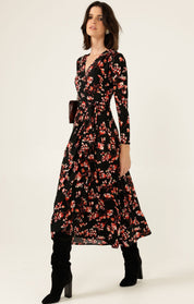 Shop Sacha Drake Reed Wrap Dress, Black - Pink Floral - SACHA DRAKE