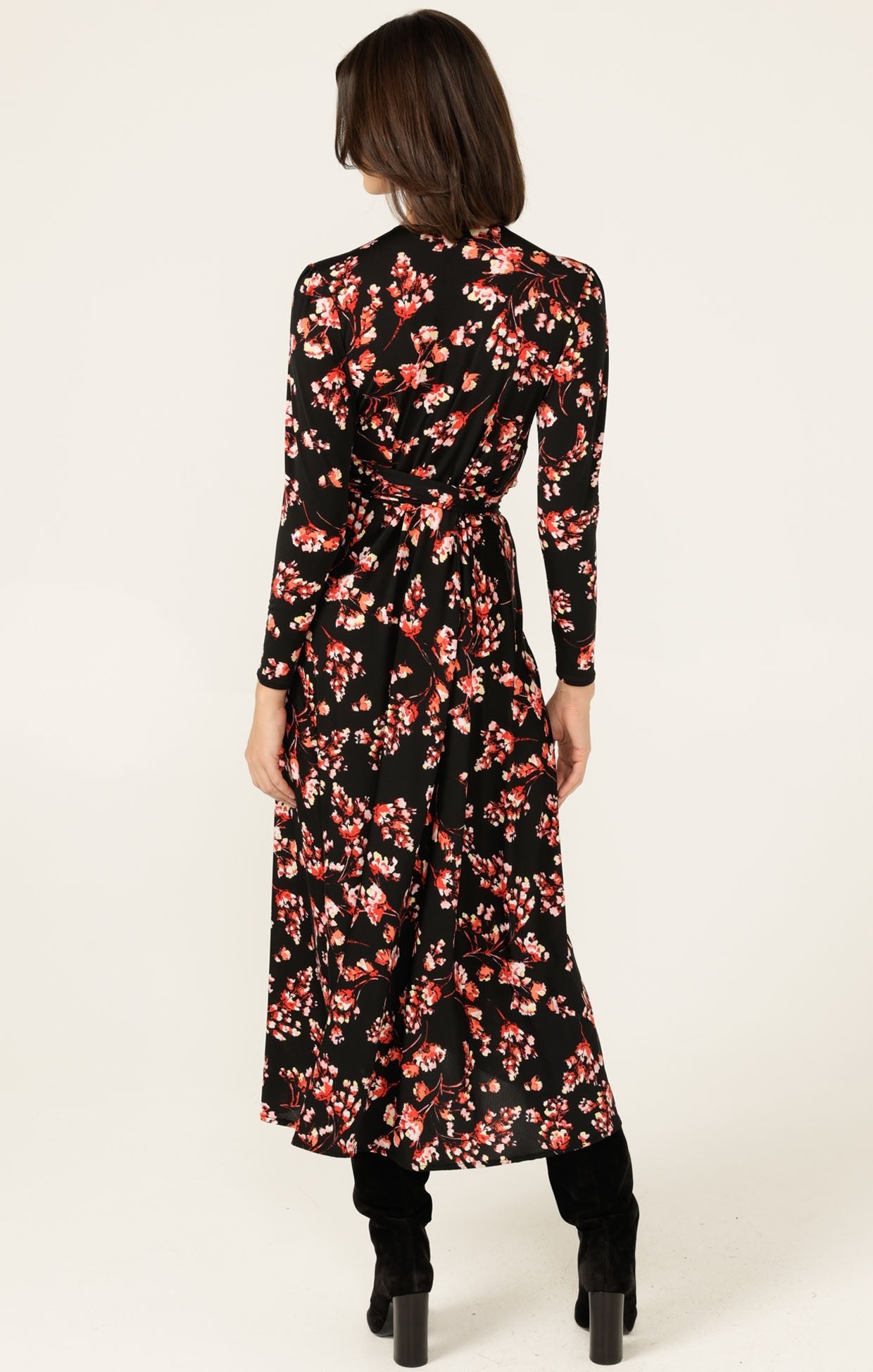 Shop Sacha Drake Reed Wrap Dress, Black - Pink Floral - SACHA DRAKE