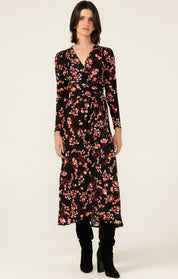 Shop Sacha Drake Reed Wrap Dress, Black - Pink Floral - SACHA DRAKE