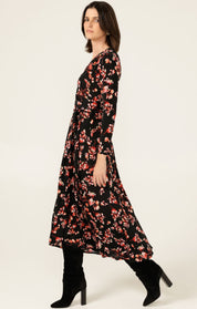 Shop Sacha Drake Reed Wrap Dress, Black - Pink Floral - SACHA DRAKE