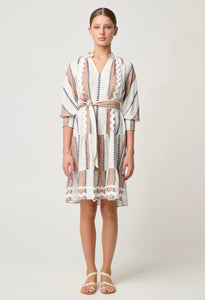 Shop Sanibel Linen Viscose Dress | Cayman Stripe - ONCEWAS