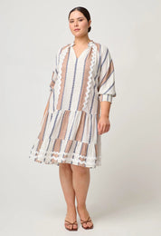 Shop Sanibel Linen Viscose Dress | Cayman Stripe - ONCEWAS