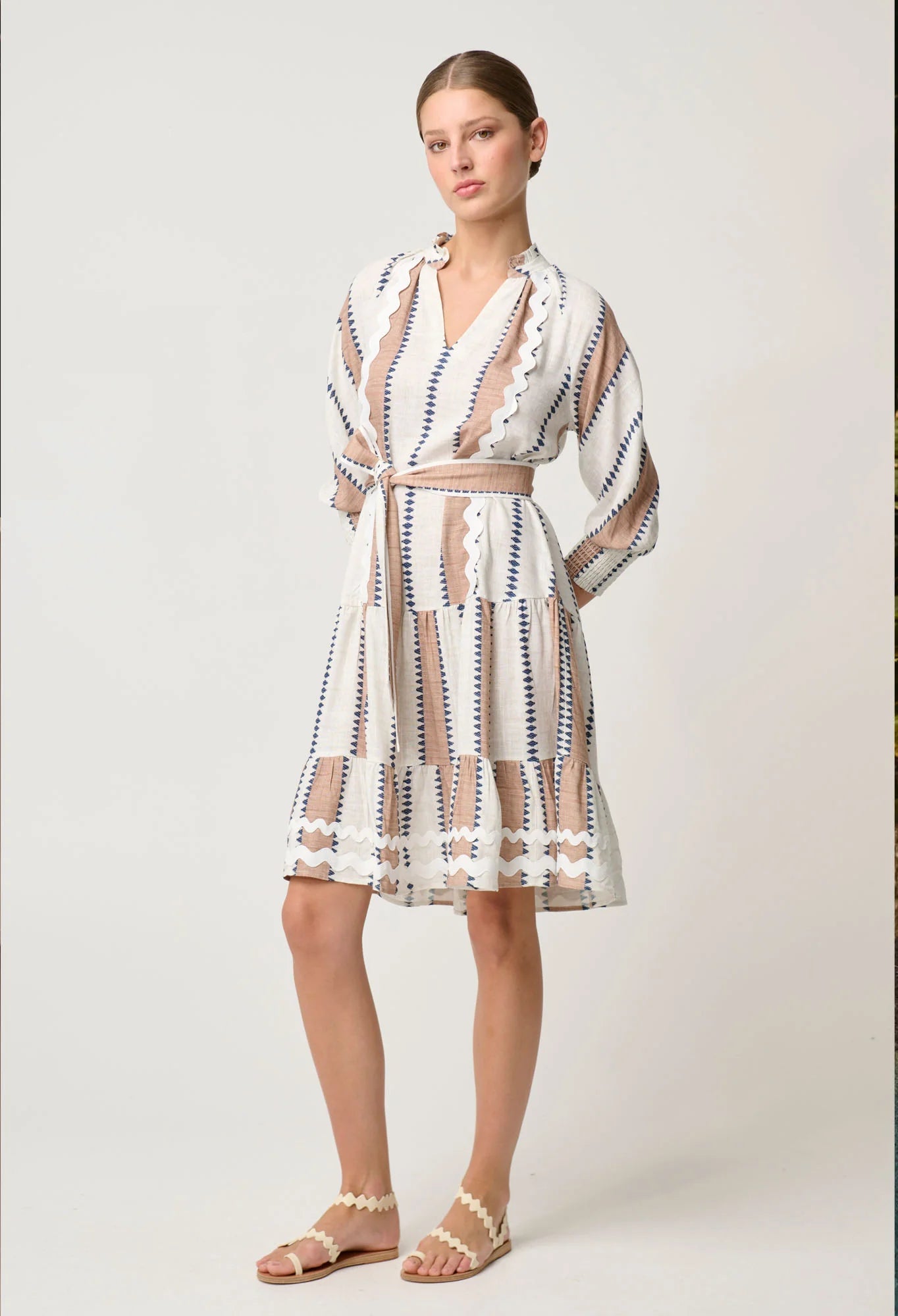 Shop Sanibel Linen Viscose Dress | Cayman Stripe - ONCEWAS