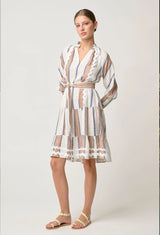 OnceWas Sanibel Stripe Linen Viscose Dress