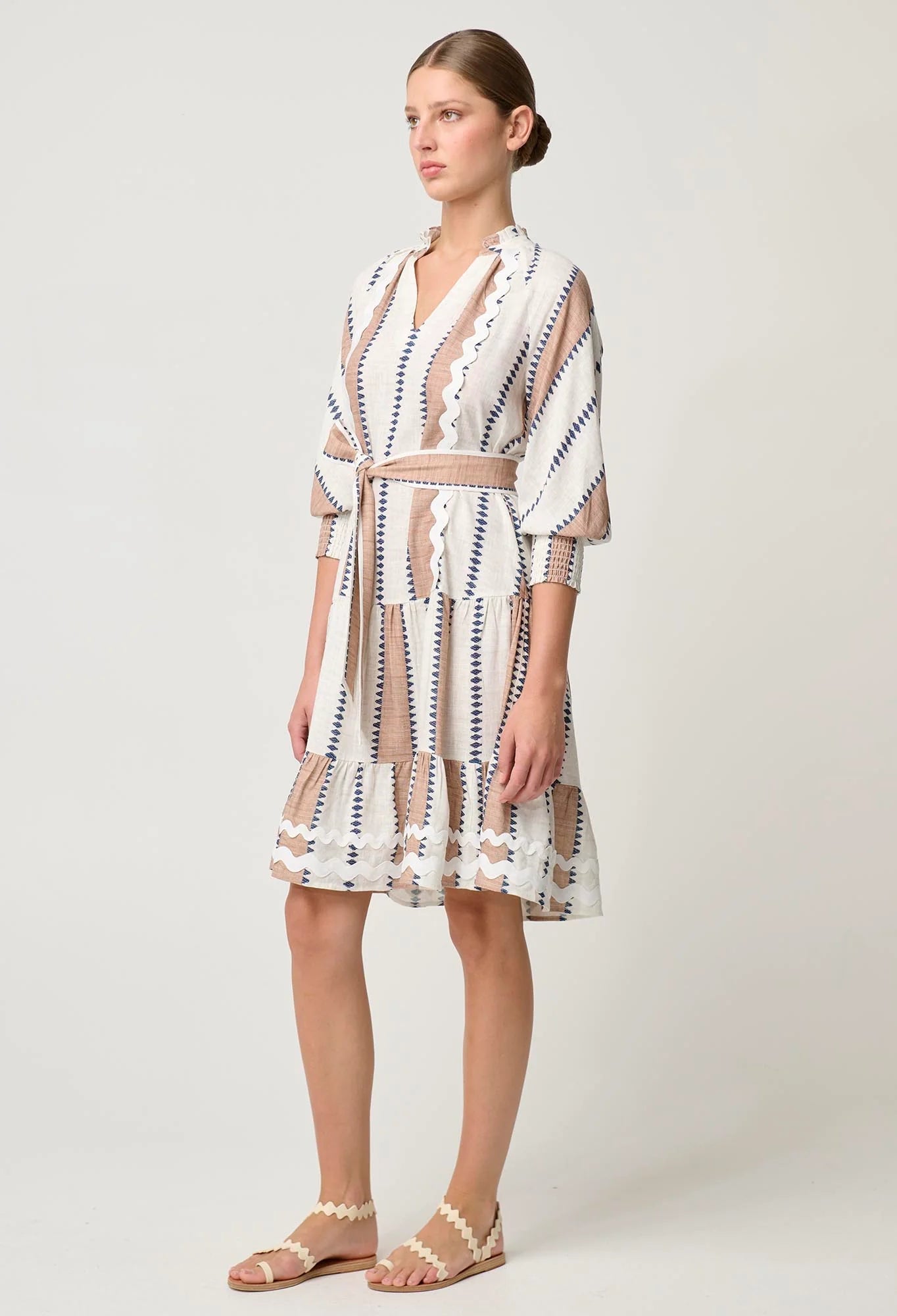 Shop Sanibel Linen Viscose Dress | Cayman Stripe - ONCEWAS