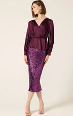 Shop Satin Faux Wrap Top - Sacha Drake