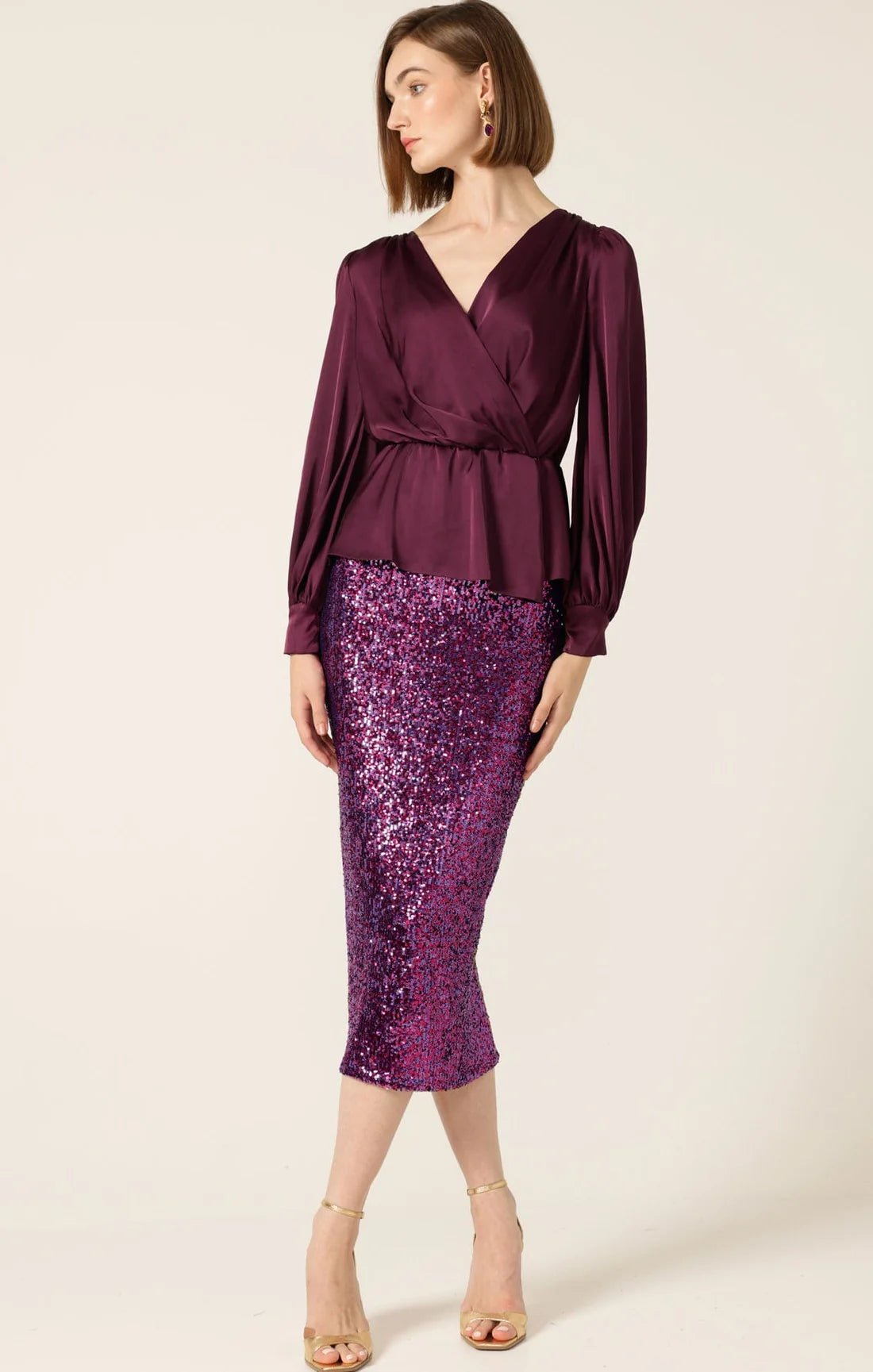 Shop Satin Faux Wrap Top - Sacha Drake