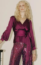 Shop Satin Faux Wrap Top - Sacha Drake