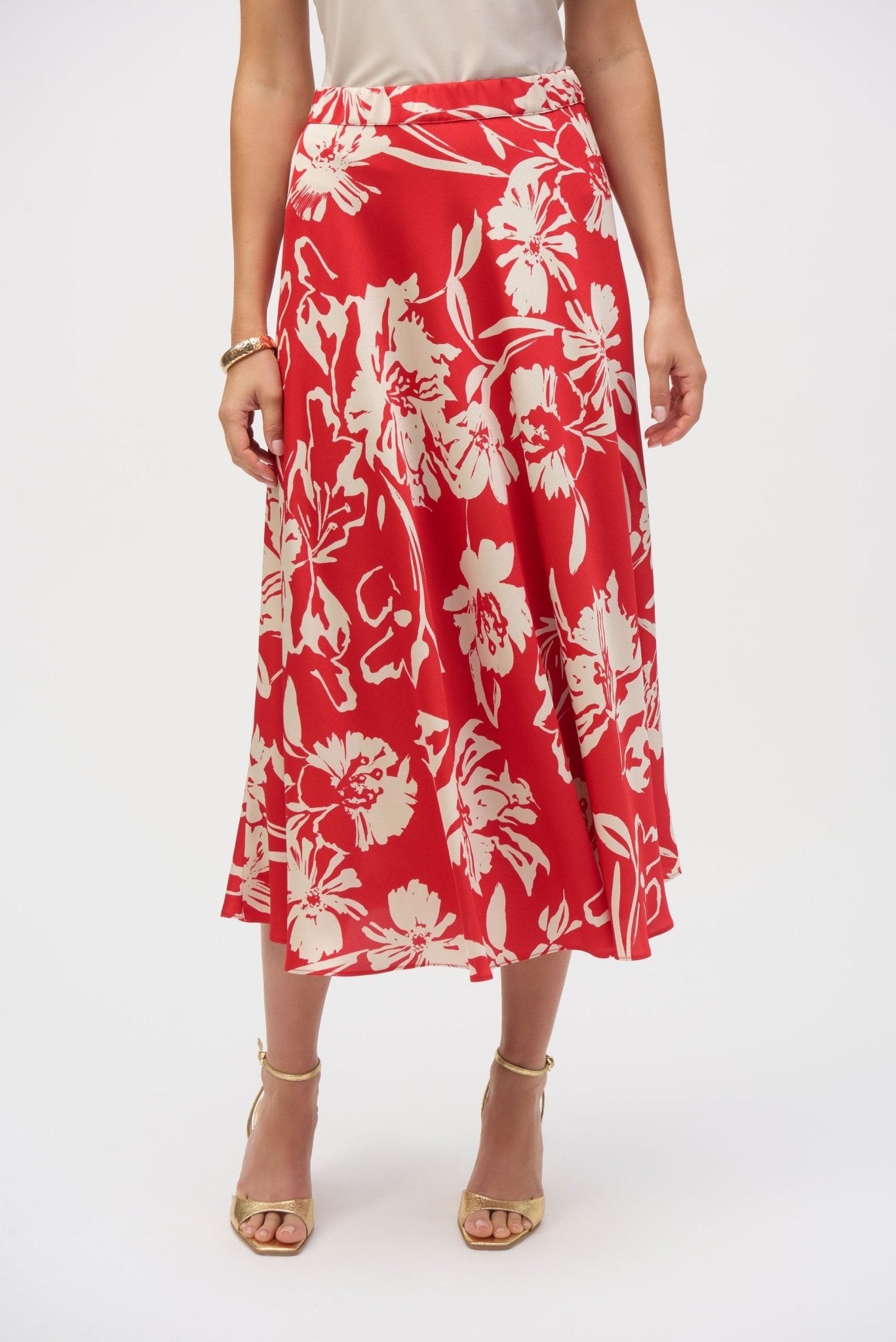 Shop Satin Floral Print A - Line Skirt - Joseph Ribkoff