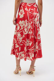 Shop Satin Floral Print A - Line Skirt - Joseph Ribkoff