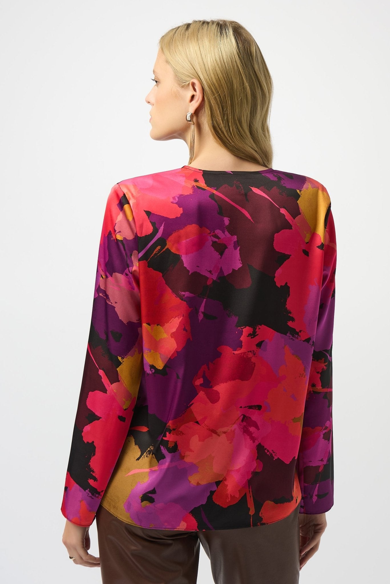 Shop Satin Floral Print Straight Top - Joseph Ribkoff